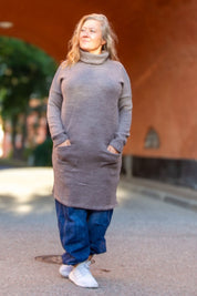 Brown/Grey Sweater Dress Polo Loose Brown Grey