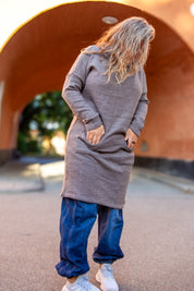 Brown/Grey Sweater Dress Polo Loose Brown Grey