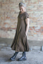 Brun kjole Ballerina V-hals Castagno