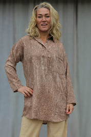 Brun skjorte Dhalis Crinkle Brown