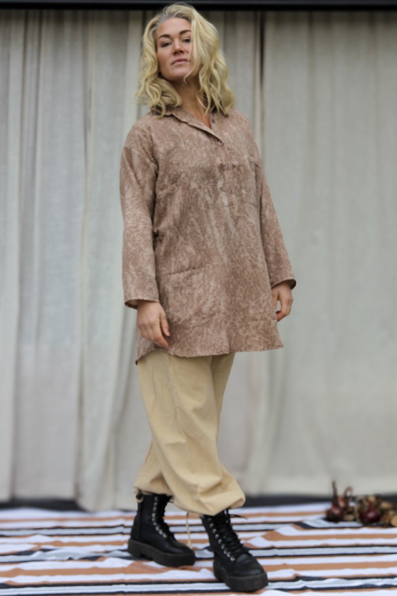Brown Shirt Dhalis Crinkle Brown
