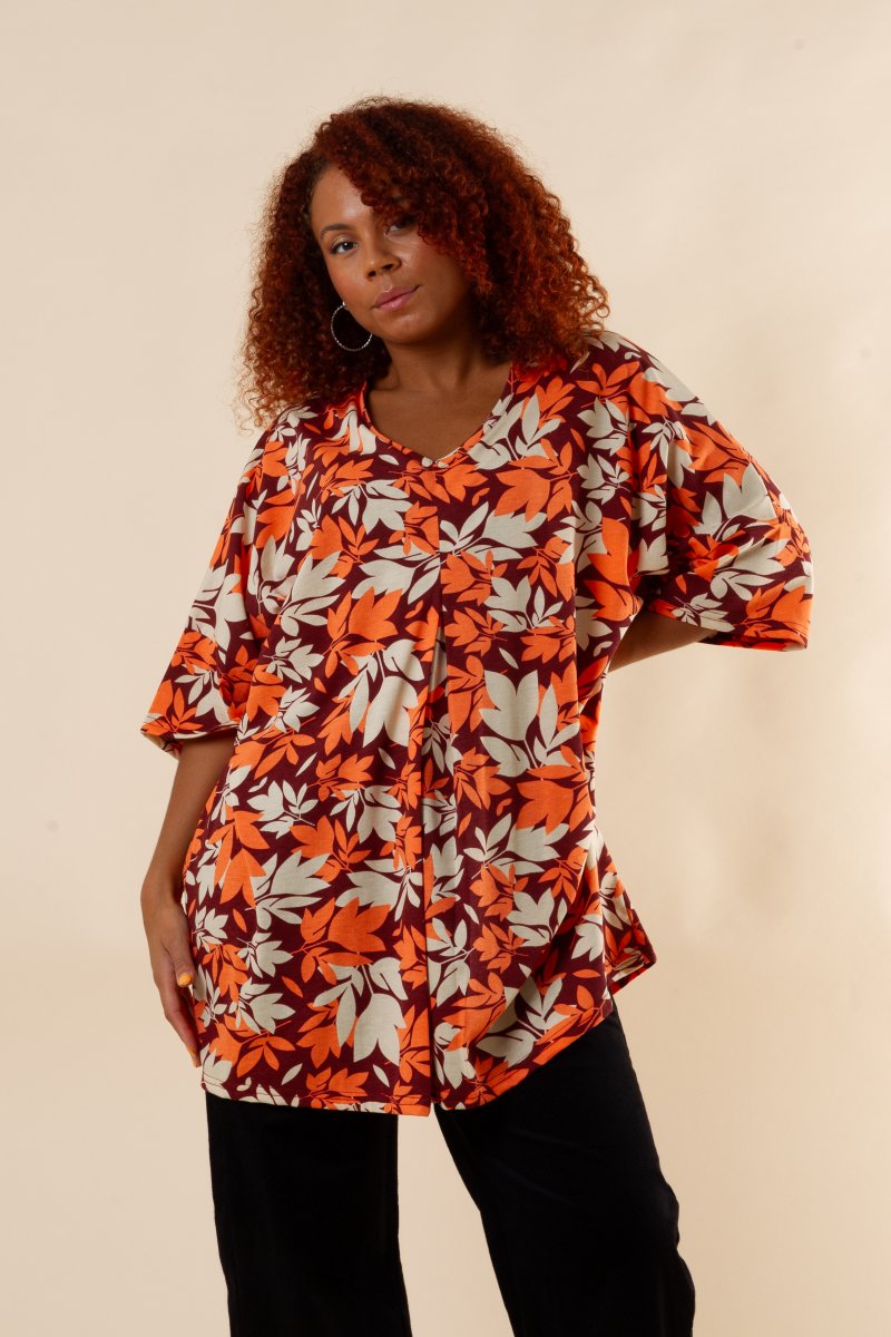 Brown Floral Tunic Millan Flower Brown