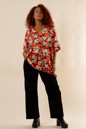 Brown Floral Tunic Millan Flower Brown