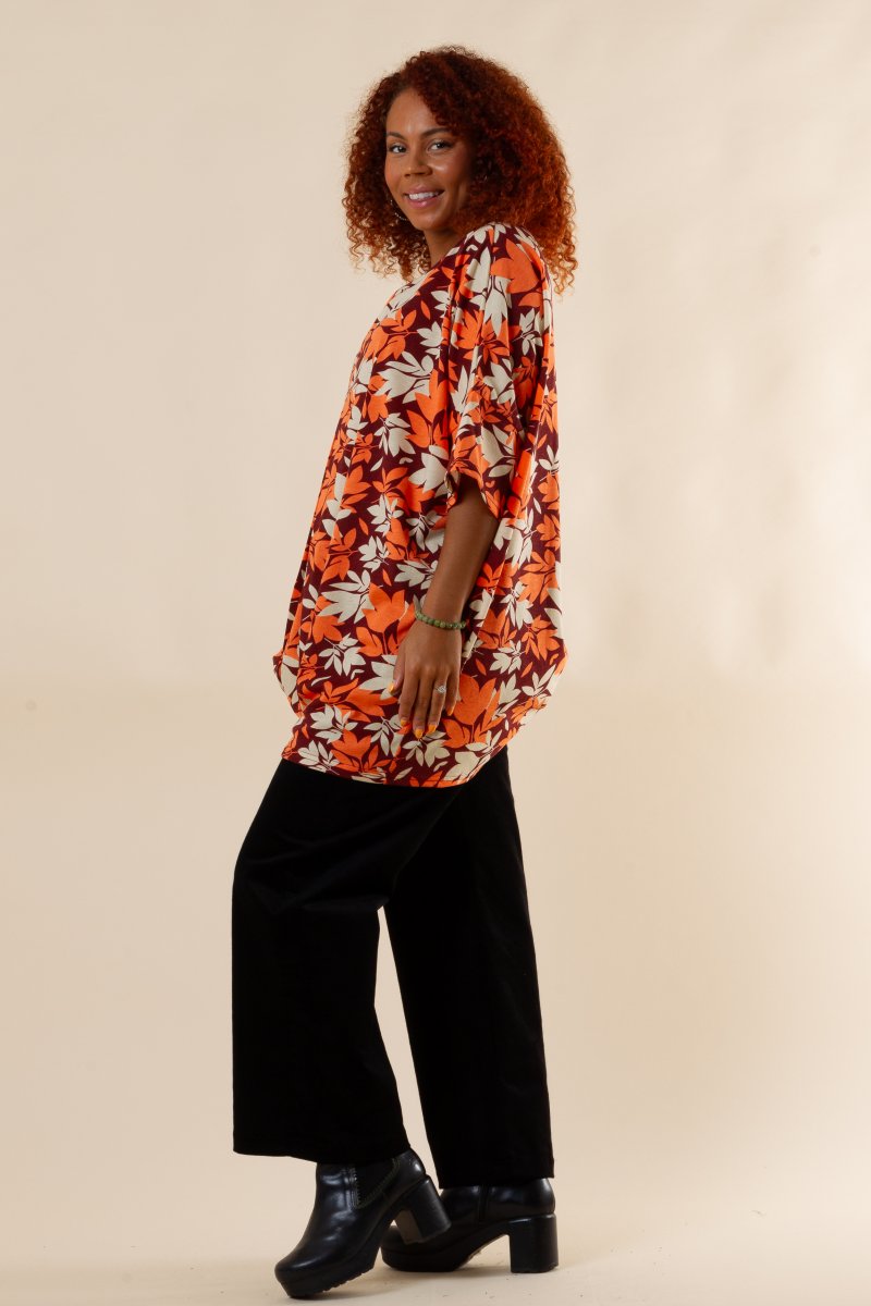 Brown Floral Tunic Millan Flower Brown