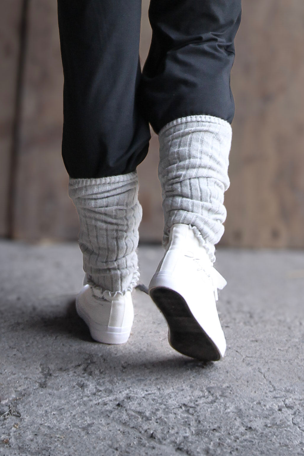 Grå Benvärmare Signe Ribbed Grey