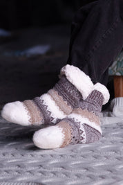 Grå Mönstrade Julstrumpor Frost Grey