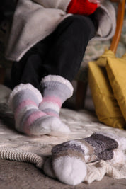 Grå Mönstrade Julstrumpor Frost Grey