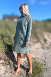 Green/Blue Sweater Dress Polo Loose Green/blue