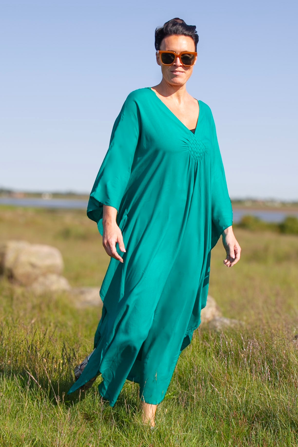 Grön Kaftan Klänning Aylin Lenolium