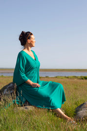 Grön Kaftan Klänning Aylin Lenolium