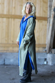 Green Kimono Cardi Long Elm Green