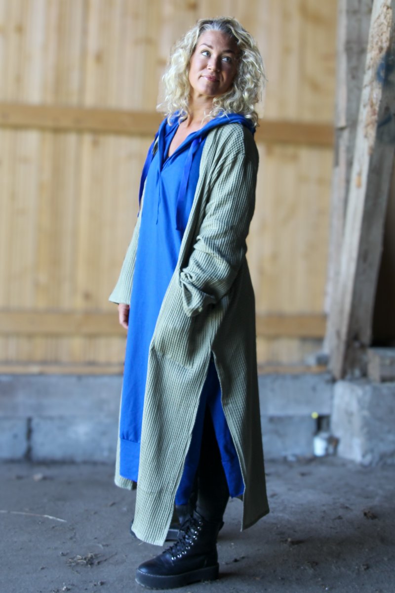 Green Kimono Cardi Long Elm Green