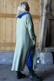 Green Kimono Cardi Long Elm Green