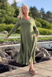 Green Dress Ballerina Longsleeve Warm Green