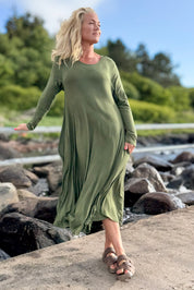 Green Dress Ballerina Longsleeve Warm Green