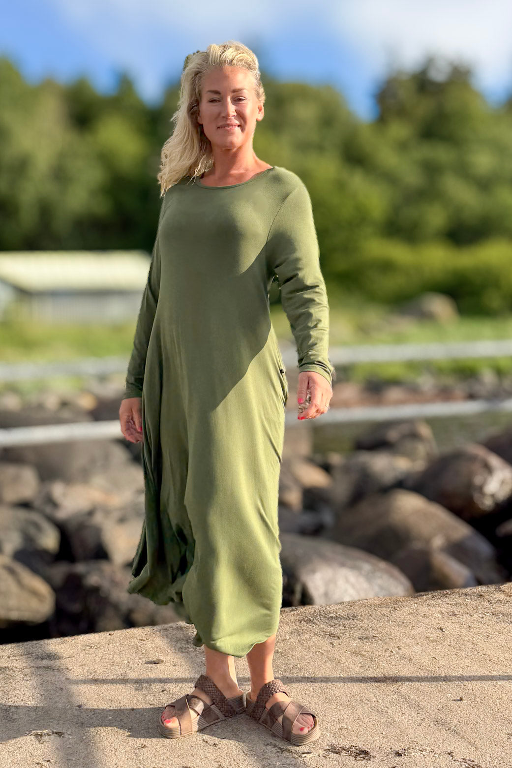 Green Dress Ballerina Longsleeve Warm Green