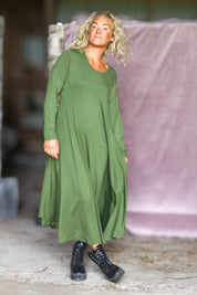 Grünes Kleid Ballerina Langarm Warmes Grün