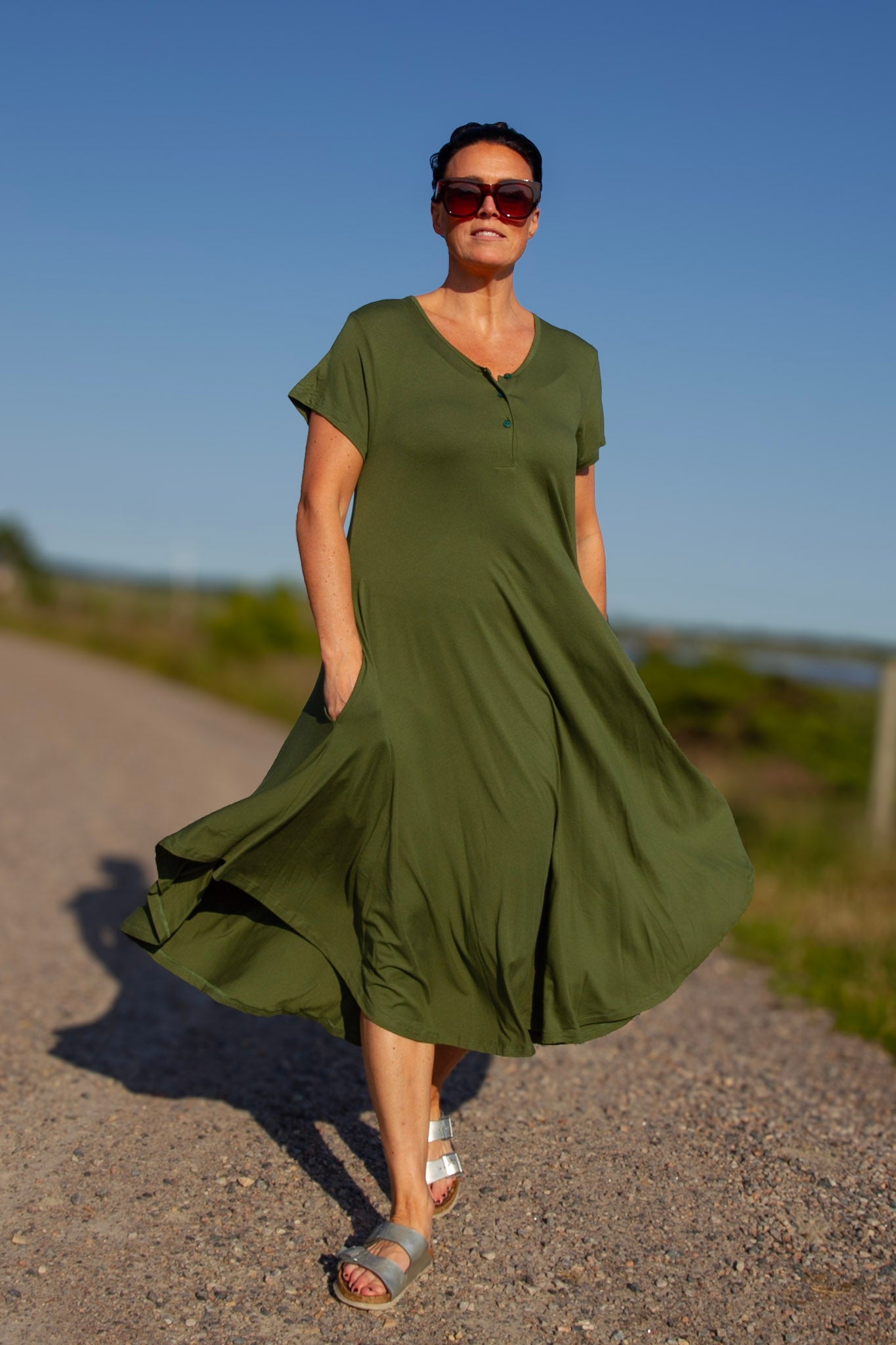 Green Dress Lillyane Long Warm Green