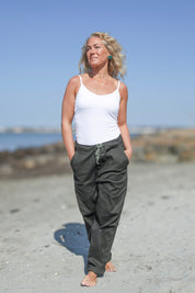 Green Linen Trousers Porto Green