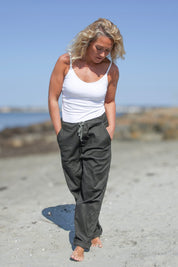 Green Linen Trousers Porto Green
