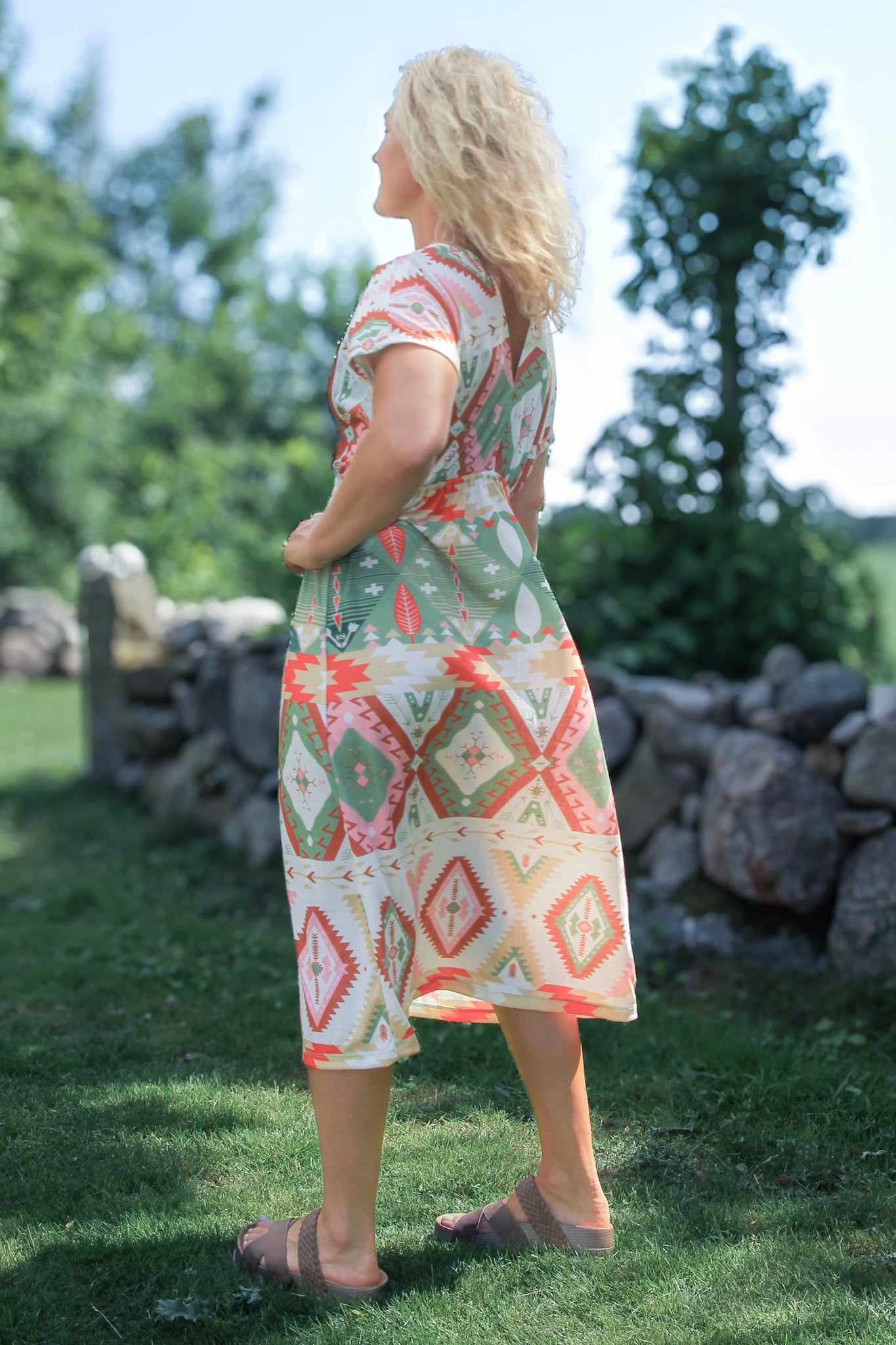 Green Patterned Dress Väddö Green Base
