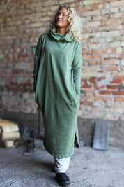 Green Polo Dress Kaftan Olive Green