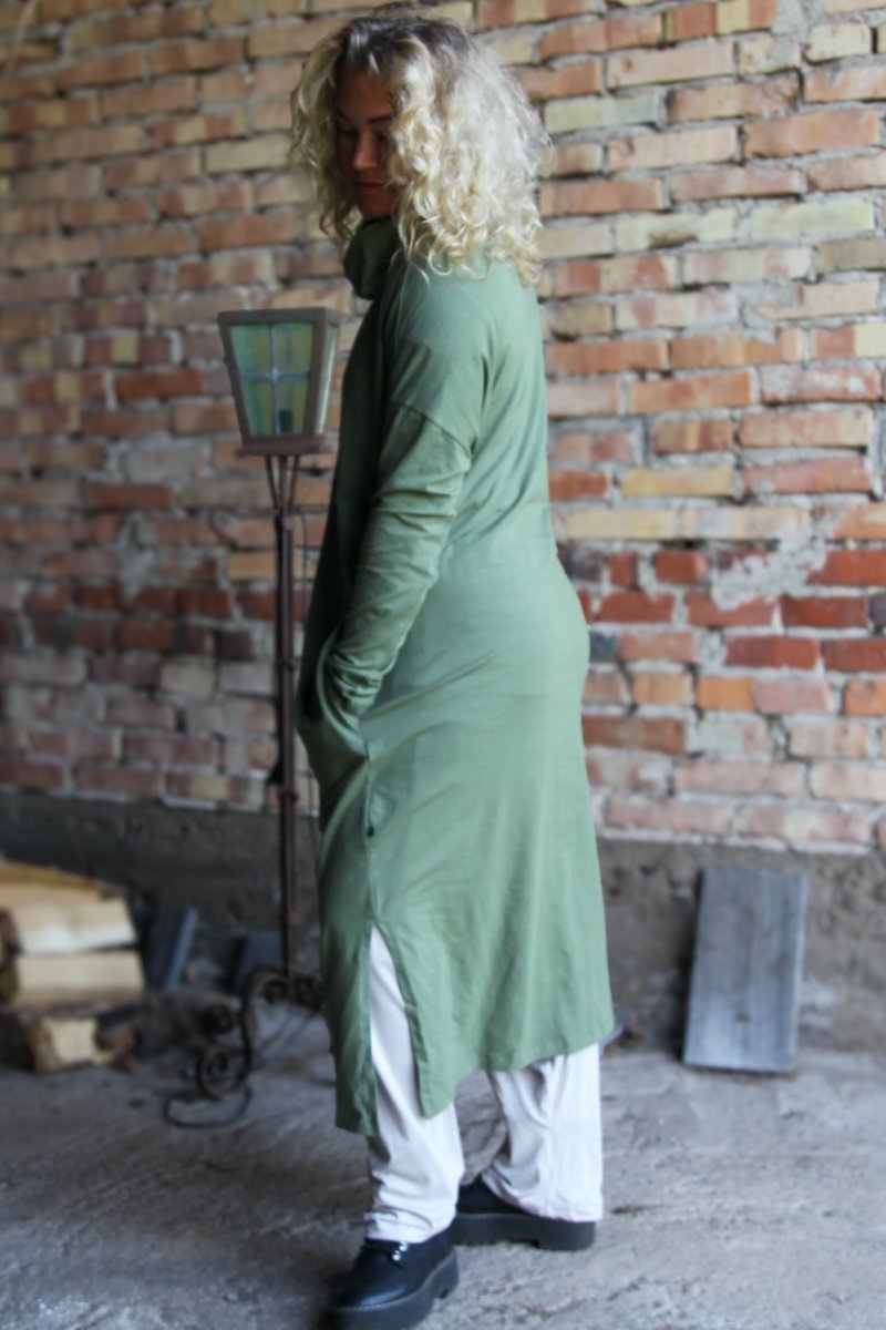 Green Polo Dress Kaftan Olive Green
