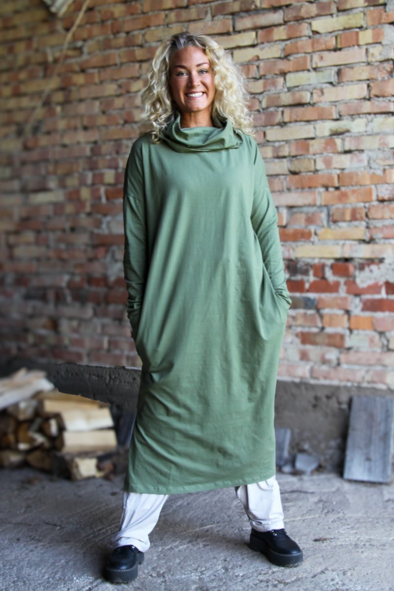 Green Polo Dress Kaftan Olive Green