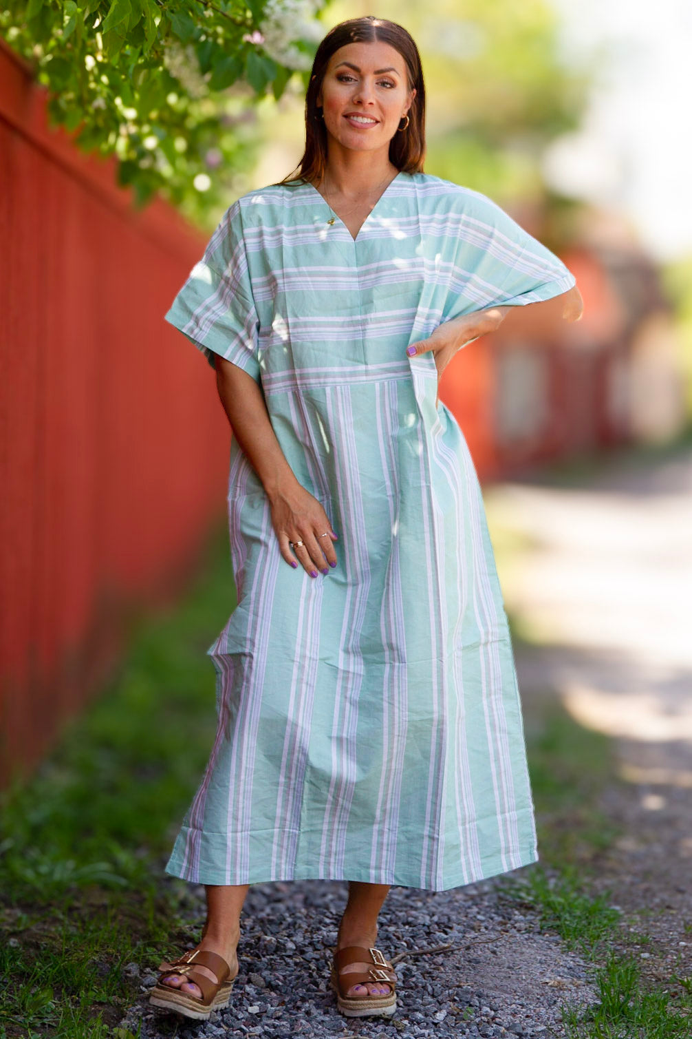 Grün gestreiftes Kleid Skutskär Grün