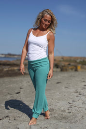 Green Ribbed Legging Yoga Stretch Lenolium Green