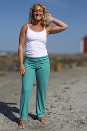 Green Ribbed Legging Yoga Stretch Lenolium Green