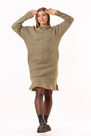 Green Knitted Sweater Dress Backa Green