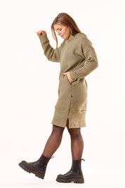 Green Knitted Sweater Dress Backa Green
