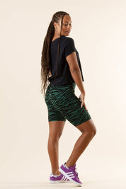 Green Cycling Pants Basic Zebra Green Print