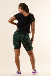 Green Cycling Pants Basic Zebra Green Print