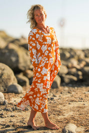 Gelbes Blumenkleid Riviera Yellow Sunset