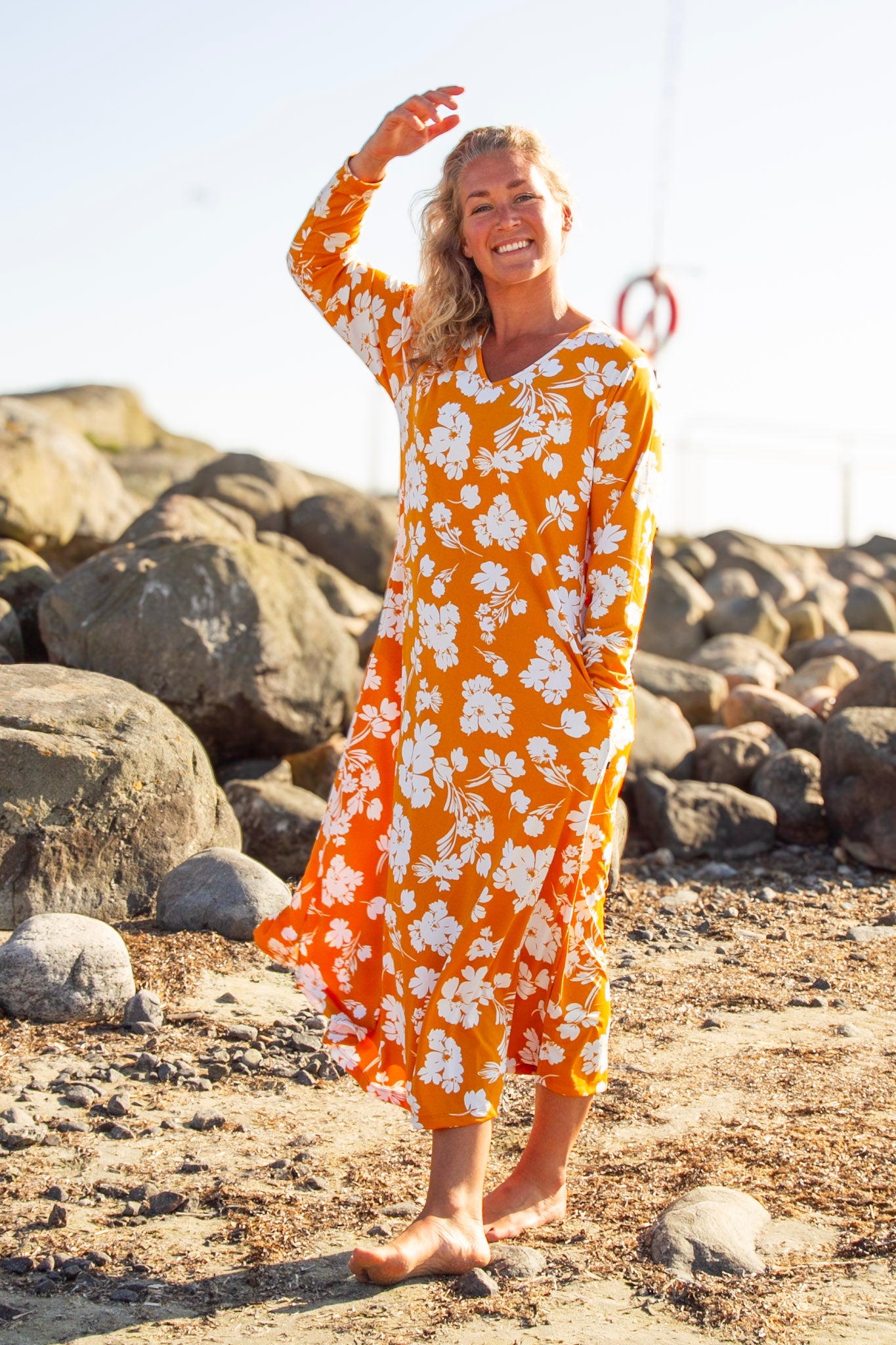 Gelbes Blumenkleid Riviera Yellow Sunset