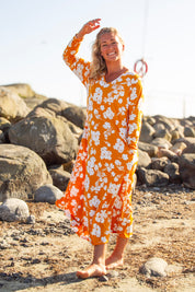 Gelbes Blumenkleid Riviera Yellow Sunset