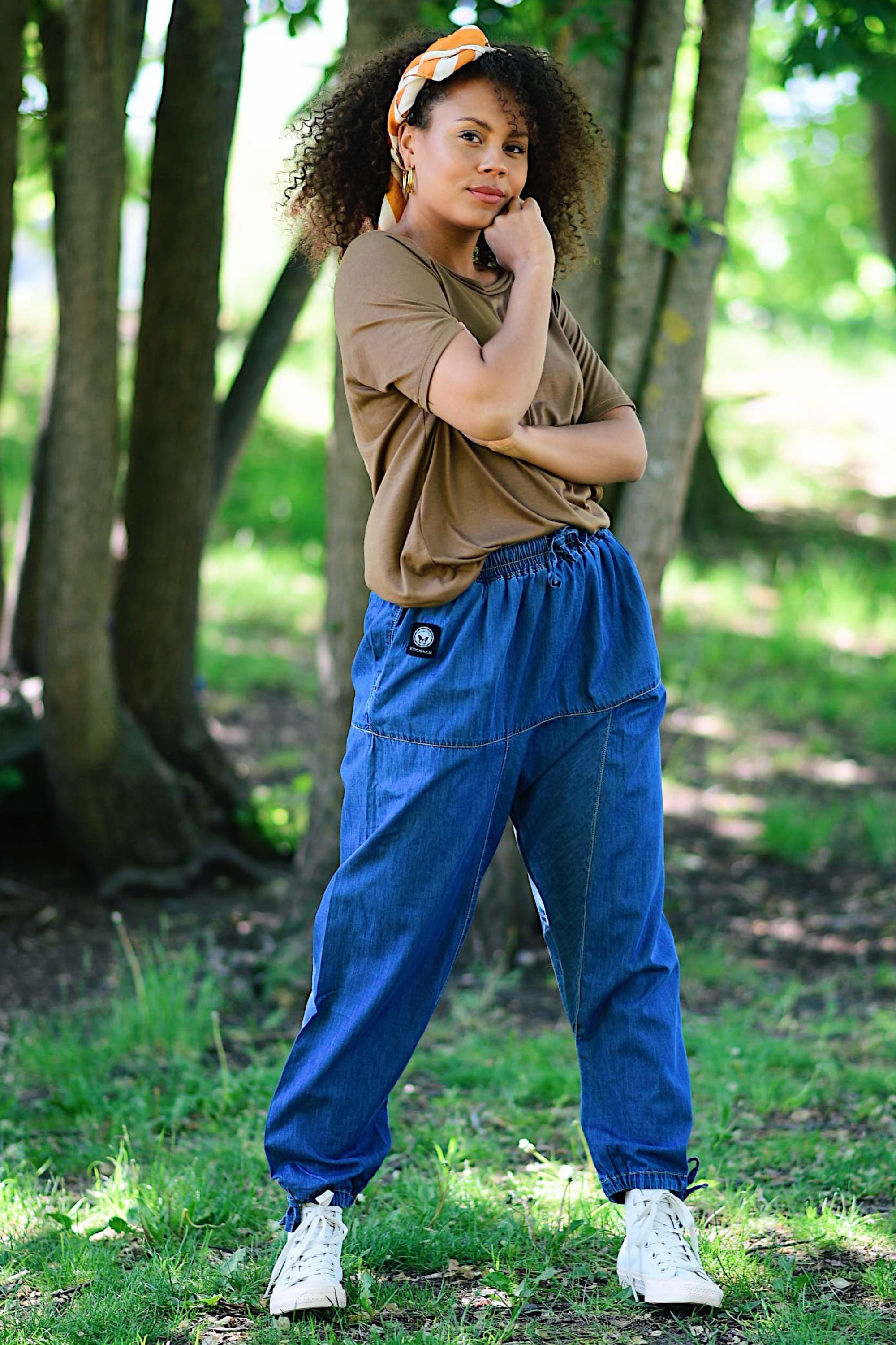 Blå Jeansbyxa Harem Active Indigo Blue