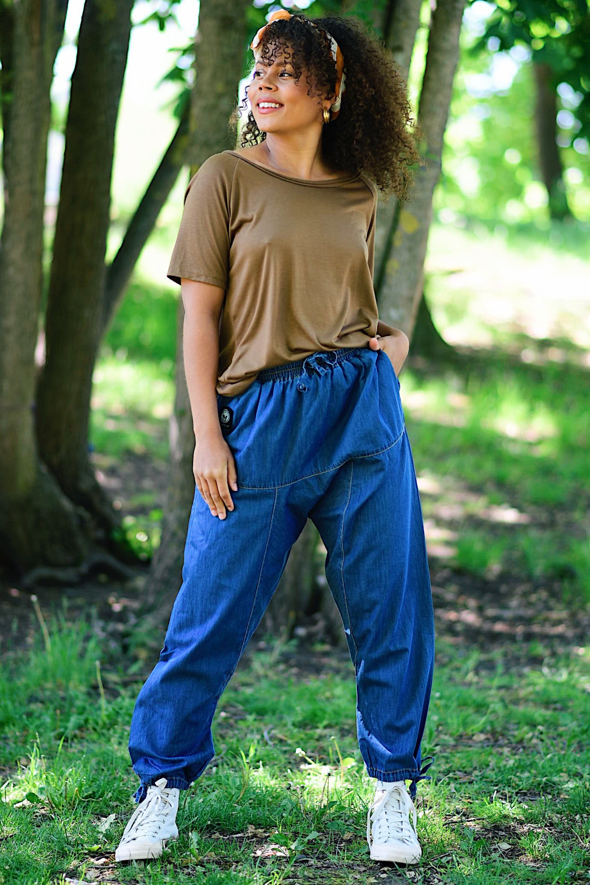 Blå Jeansbyxa Harem Active Indigo Blue