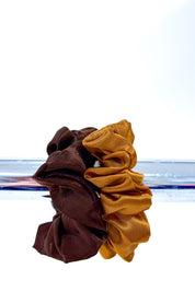 Brun & Senapsgul Scrunchie Tofs Brown & Mustard