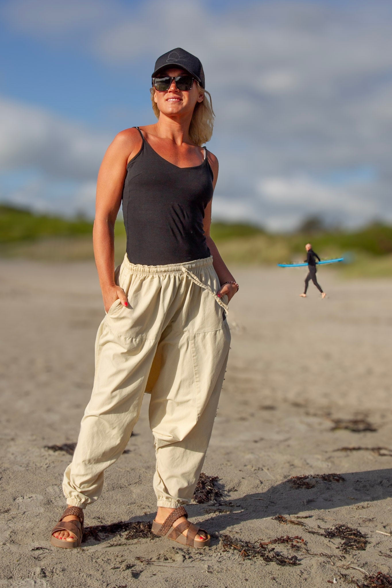 Krämvit Haremsbyxa Yogi Cargo Cream White