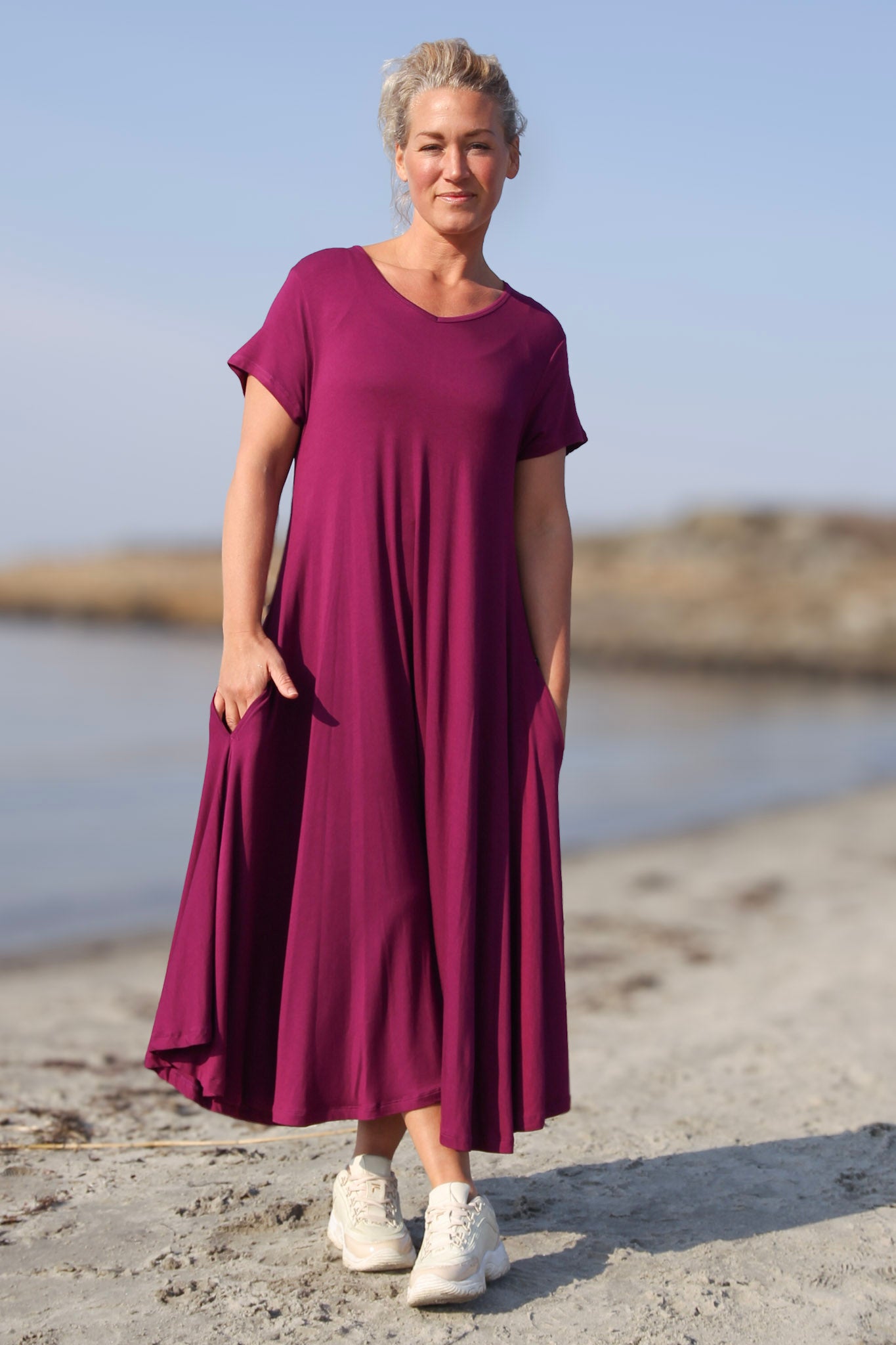Lilla kjole Ballerina V-hals Caspium Plum