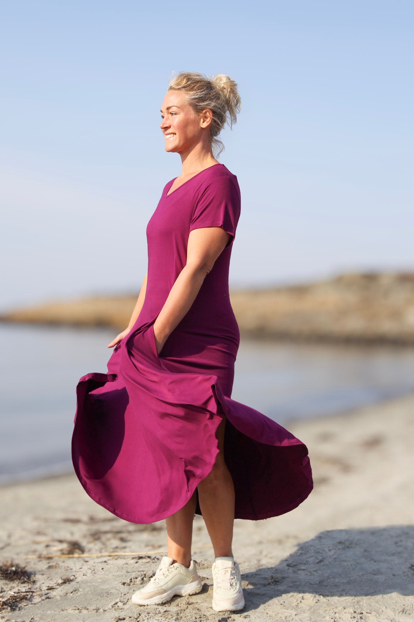 Lilla kjole Ballerina V-hals Caspium Plum