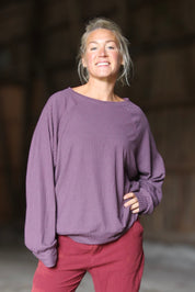 Lila Rippenpullover Soft Lila Grau