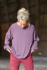 Lila Rippenpullover Soft Lila Grau