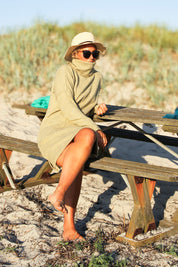 Light Grey/Green Sweater Dress Polo Loose Light Grey Green