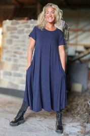 Donkerblauwe jurk Ballerina Origineel Donkerblauw