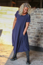 Donkerblauwe jurk Ballerina Origineel Donkerblauw