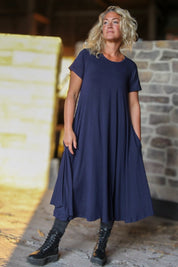 Donkerblauwe jurk Ballerina Origineel Donkerblauw